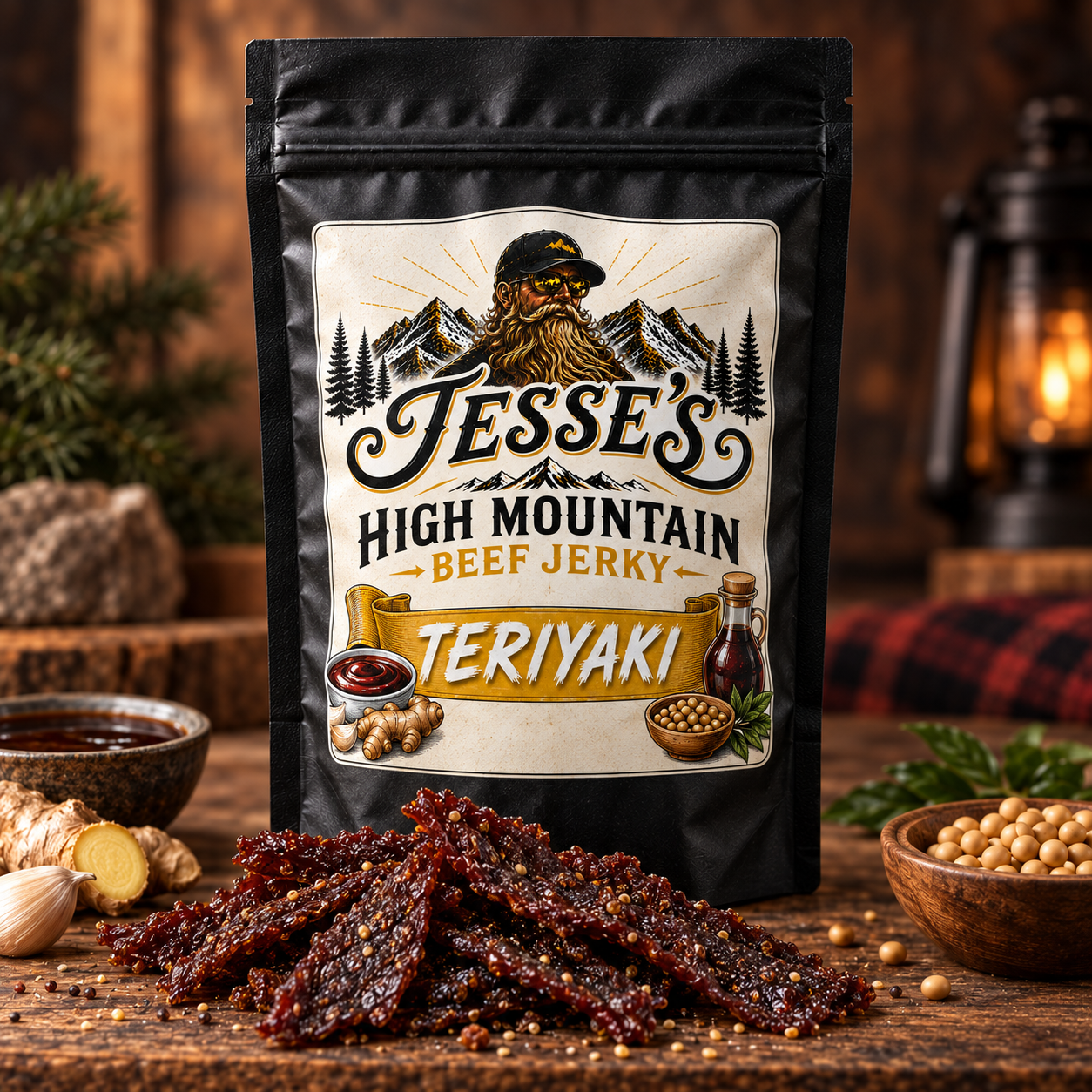 Teriyaki beef jerky package